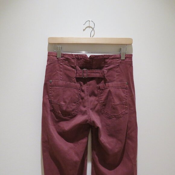 ANTHROPOLOGIE PILCRO The Kit High-Rise Wide-Leg Utility Trouser Pants in Maroon - Picture 10 of 14